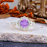 Luxury 4-Prong Round Cut Amethyst Engagement Ring